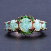 Green Fire Opal Emerald Ring (Rose Gold)
