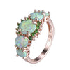Green Fire Opal Emerald Ring (Rose Gold)